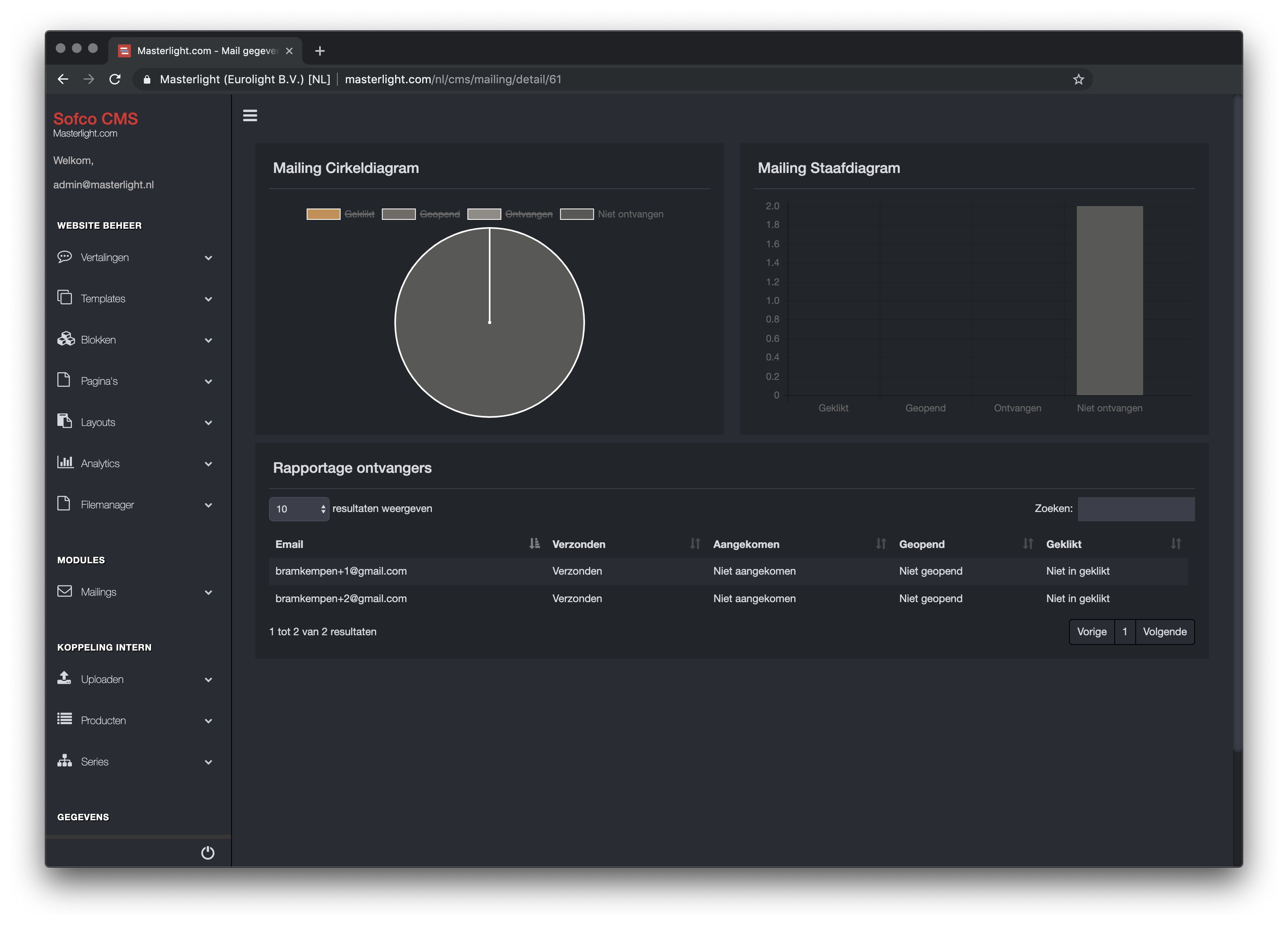 Mailing module, send (periodic) mailings to your relations